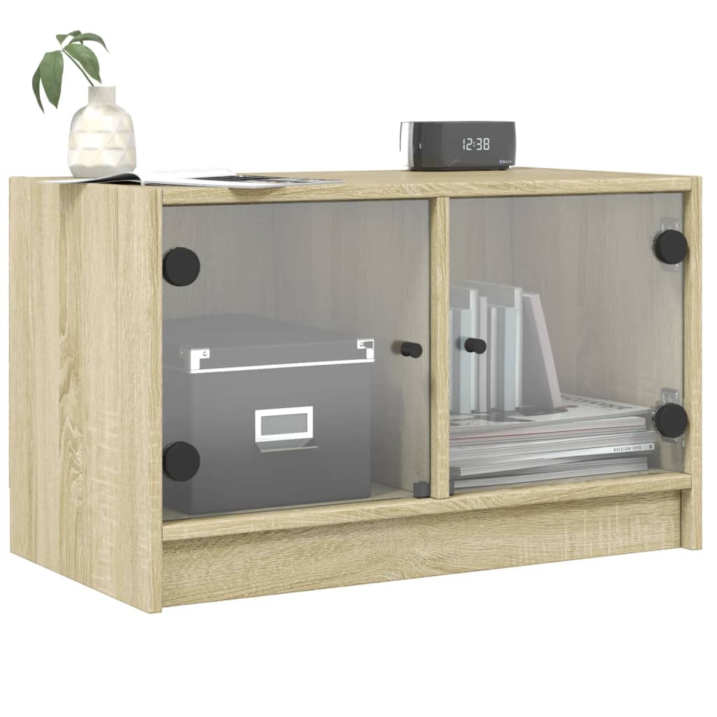 Mobile Porta TV con Ante in Vetro Rovere Sonoma 68x37x42 cm - homemem39