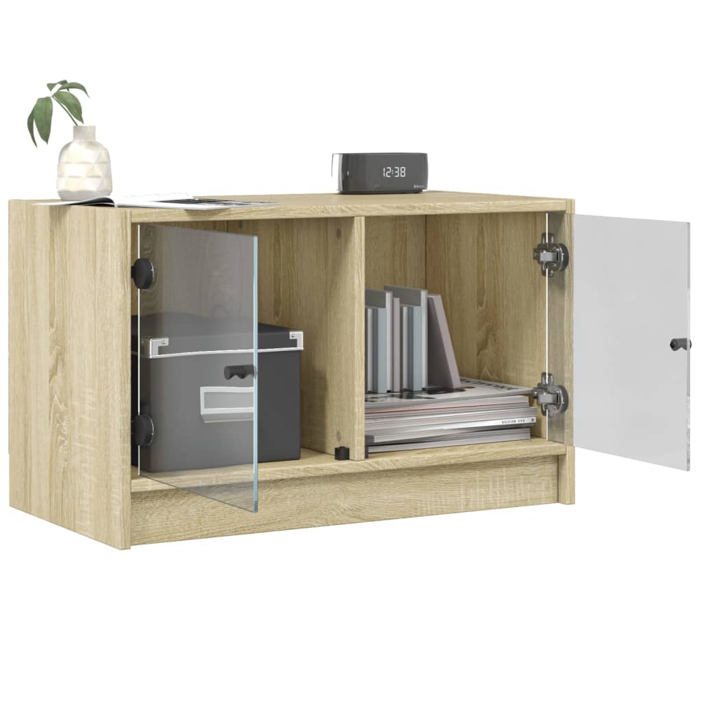 Mobile Porta TV con Ante in Vetro Rovere Sonoma 68x37x42 cm - homemem39