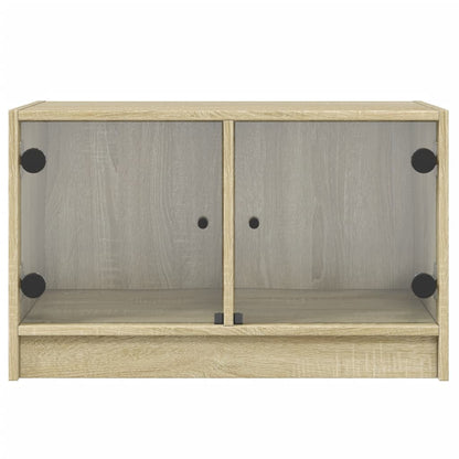 Mobile Porta TV con Ante in Vetro Rovere Sonoma 68x37x42 cm - homemem39