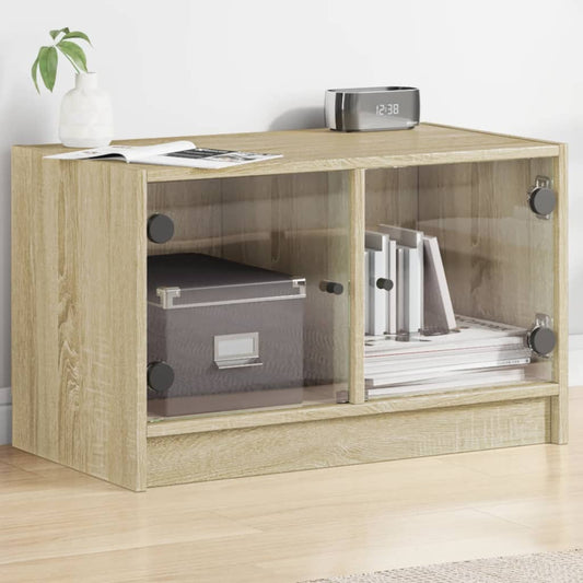 Mobile Porta TV con Ante in Vetro Rovere Sonoma 68x37x42 cm - homemem39