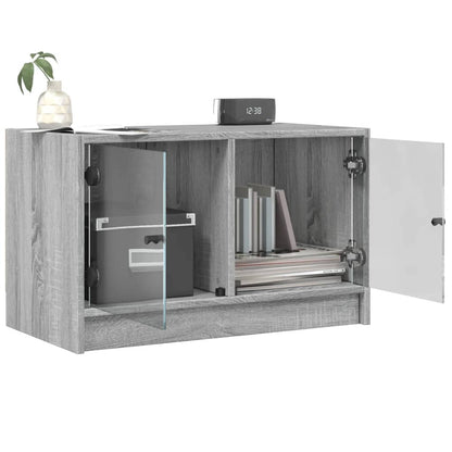 Mobile Porta TV con Ante in Vetro Grigio Sonoma 68x37x42 cm - homemem39