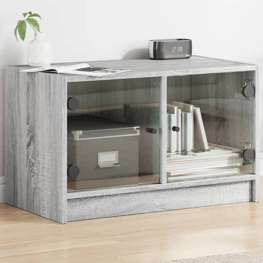 Mobile Porta TV con Ante in Vetro Grigio Sonoma 68x37x42 cm - homemem39