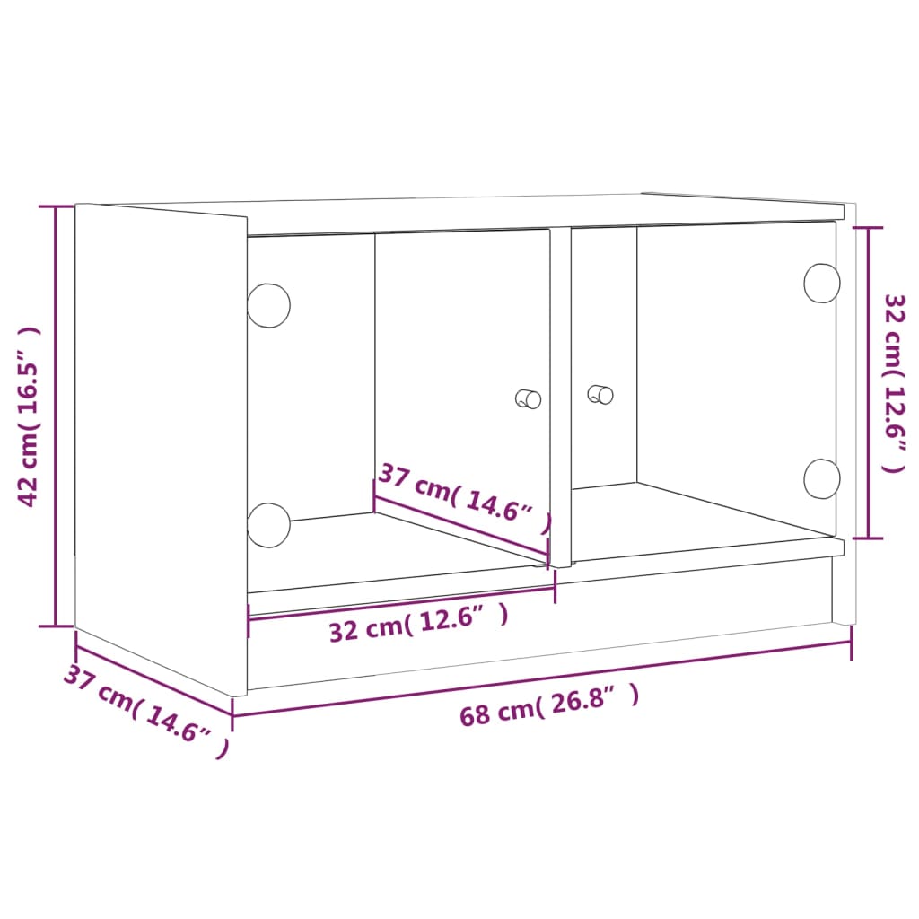 Mobile Porta TV con Ante in Vetro Rovere Marrone 68x37x42 cm - homemem39