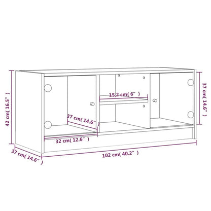 Mobile Porta TV con Ante in Vetro Bianco 102x37x42 cm - homemem39