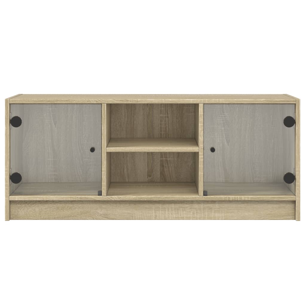 Mobile Porta TV con Ante in Vetro Rovere Sonoma 102x37x42 cm - homemem39