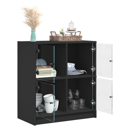 Mobile con Ante in Vetro Nero 68x37x75,5 cm - homemem39