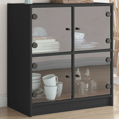 Mobile con Ante in Vetro Nero 68x37x75,5 cm - homemem39