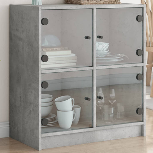 Mobile con Ante in Vetro Grigio Cemento 68x37x75,5 cm - homemem39