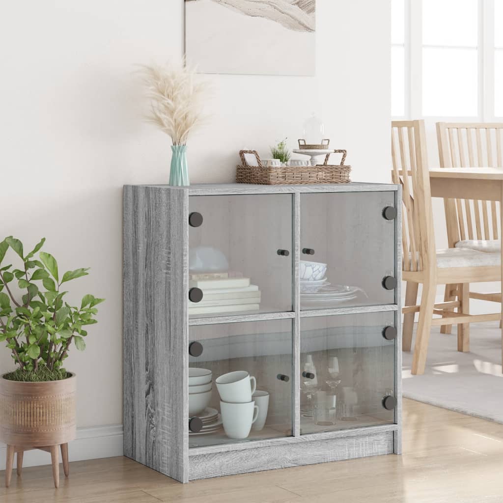 Mobile con Ante in Vetro Grigio Sonoma 68x37x75,5 cm - homemem39