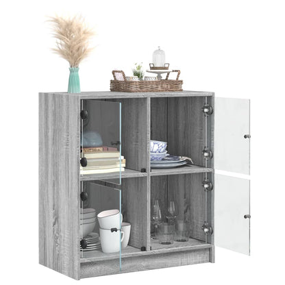 Mobile con Ante in Vetro Grigio Sonoma 68x37x75,5 cm - homemem39