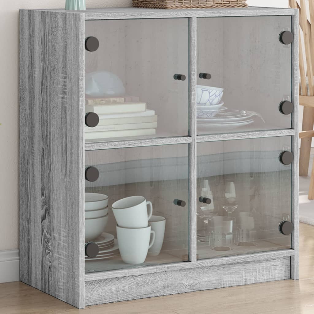 Mobile con Ante in Vetro Grigio Sonoma 68x37x75,5 cm - homemem39