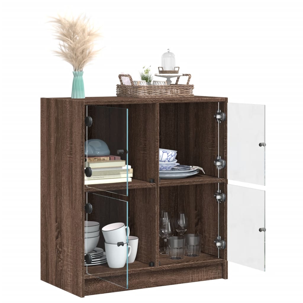 Mobile con Ante in Vetro Rovere Marrone 68x37x75,5 cm - homemem39