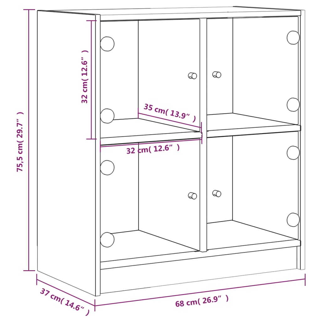 Mobile con Ante in Vetro Rovere Marrone 68x37x75,5 cm - homemem39