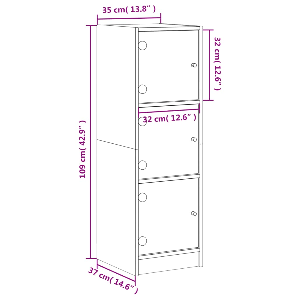 Credenza con Ante in Vetro Bianca 35x37x109 cm - homemem39