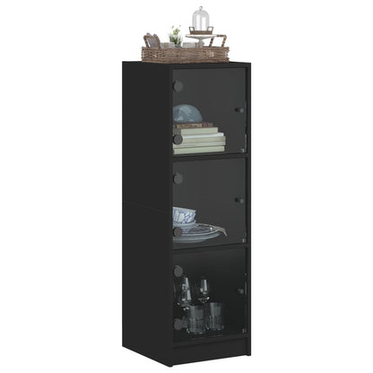 Credenza con Ante in Vetro Nera 35x37x109 cm - homemem39