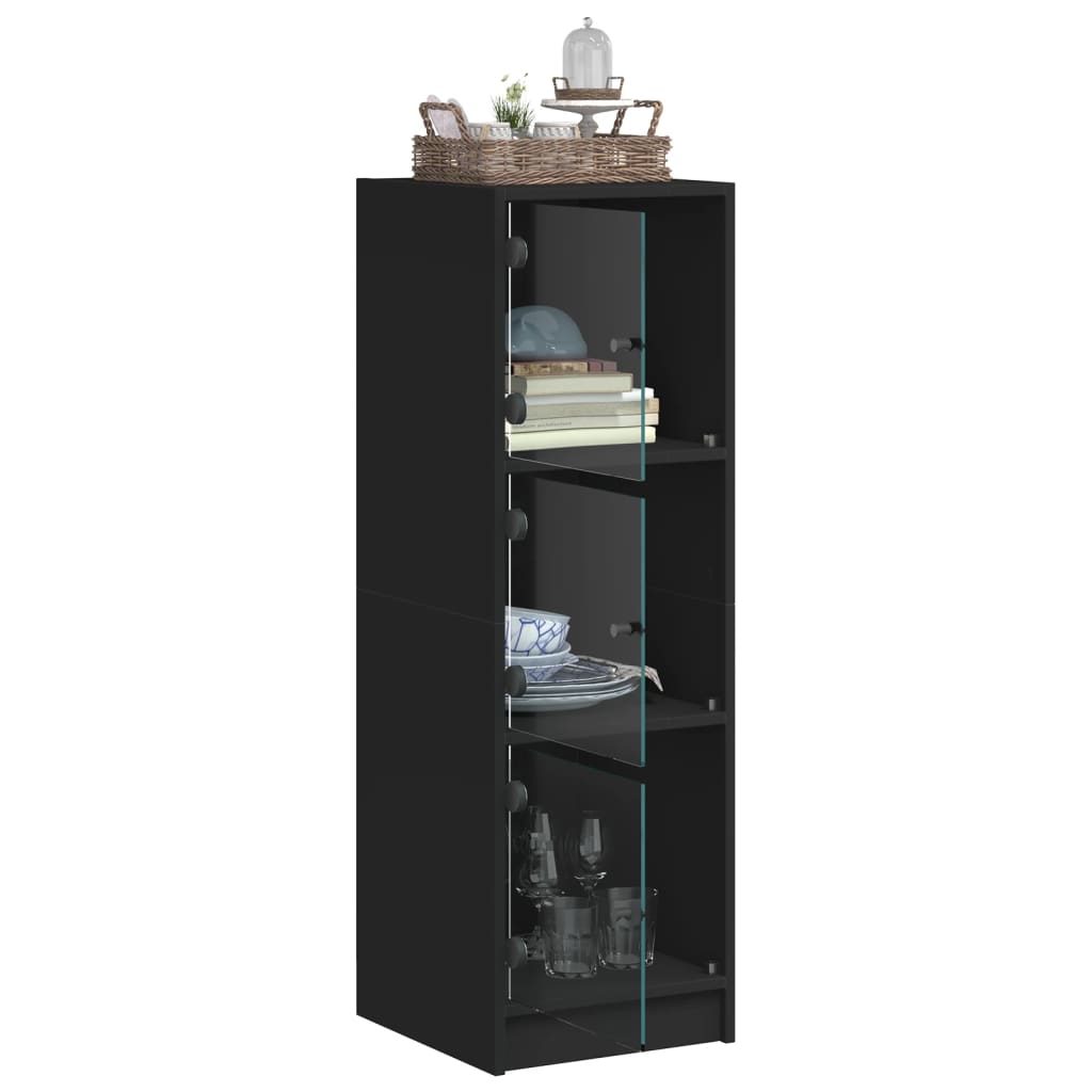 Credenza con Ante in Vetro Nera 35x37x109 cm - homemem39