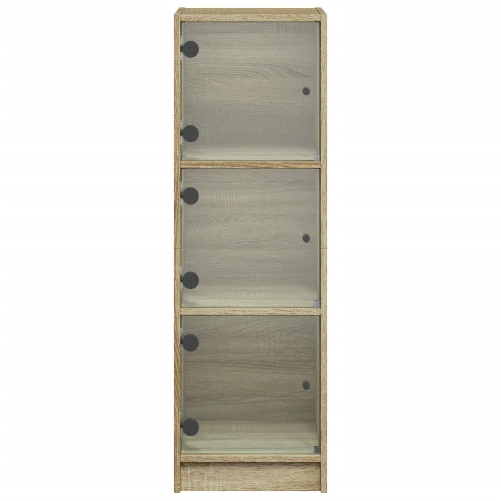 Credenza con Ante in Vetro Rovere Sonoma 35x37x109 cm - homemem39