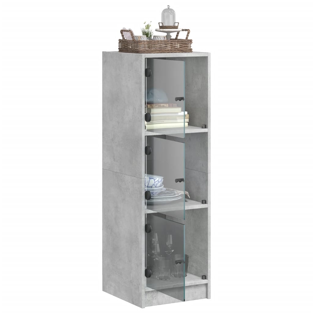 Credenza con Ante in Vetro Grigio Cemento 35x37x109 cm - homemem39