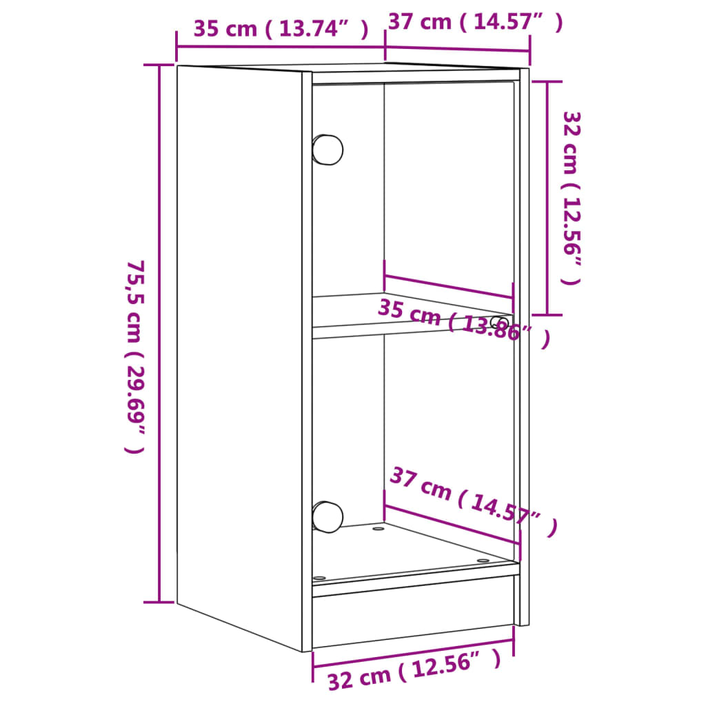 Mobile con Ante in Vetro Bianco 35x37x75,5 cm - homemem39