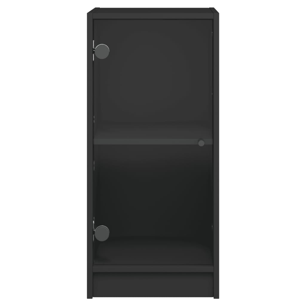 Mobile con Ante in Vetro Nero 35x37x75,5 cm - homemem39