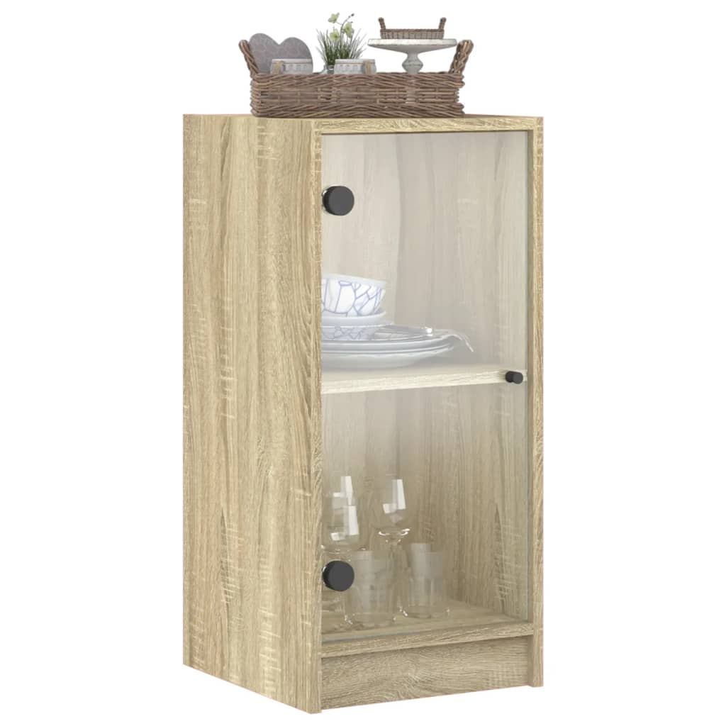 Mobile con Ante in Vetro Rovere Sonoma 35x37x75,5 cm - homemem39