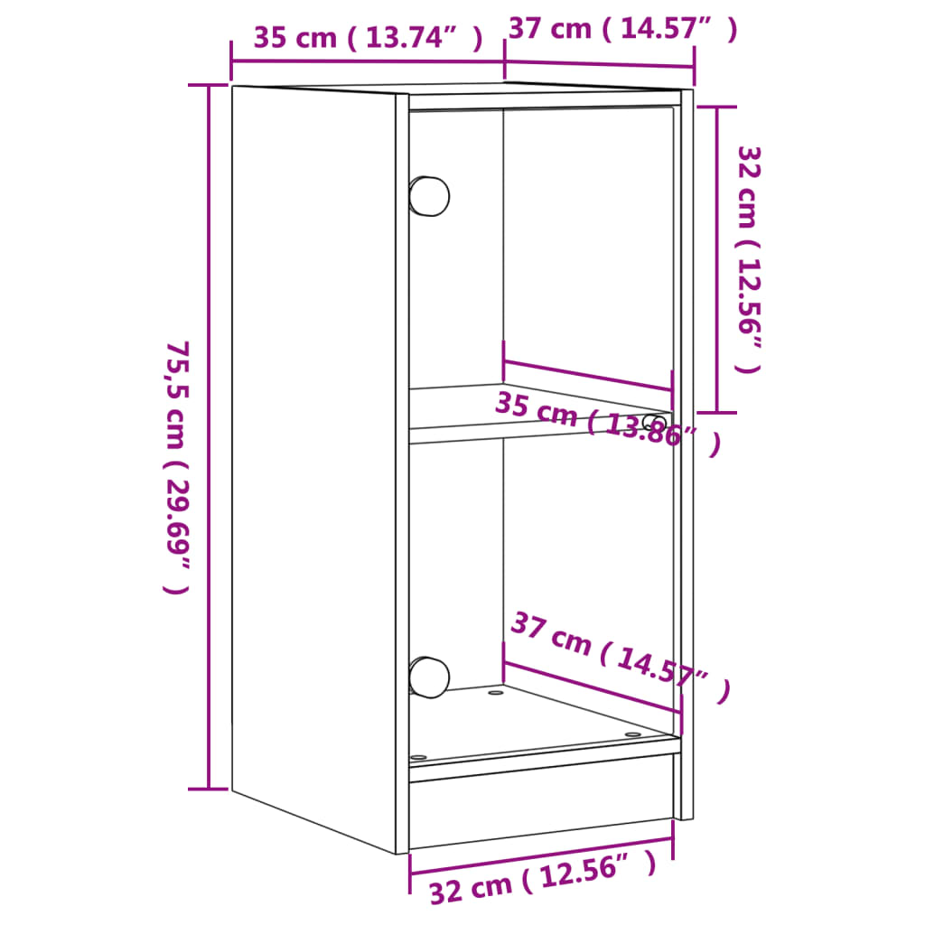 Mobile con Ante in Vetro Rovere Sonoma 35x37x75,5 cm - homemem39