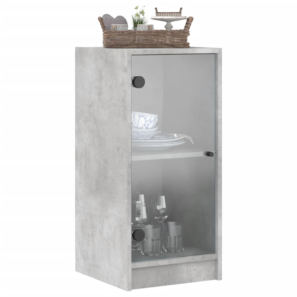 Mobile con Ante in Vetro Grigio Cemento 35x37x75,5 cm - homemem39