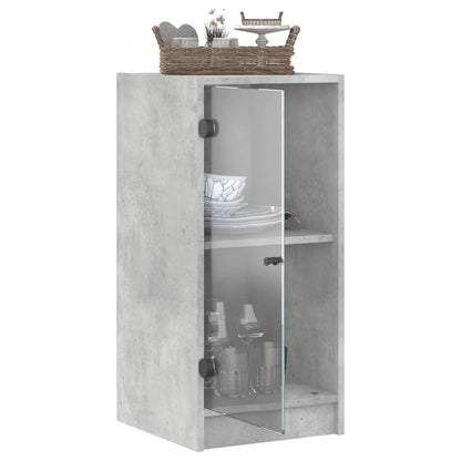 Mobile con Ante in Vetro Grigio Cemento 35x37x75,5 cm - homemem39