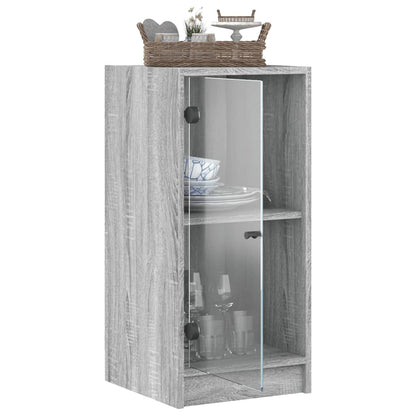 Mobile con Ante in Vetro Grigio Sonoma 35x37x75,5 cm - homemem39