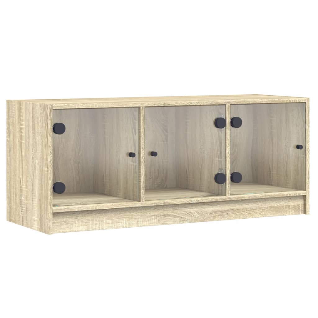 Mobile Porta TV con Ante in Vetro Rovere Sonoma 102x37x42 cm - homemem39