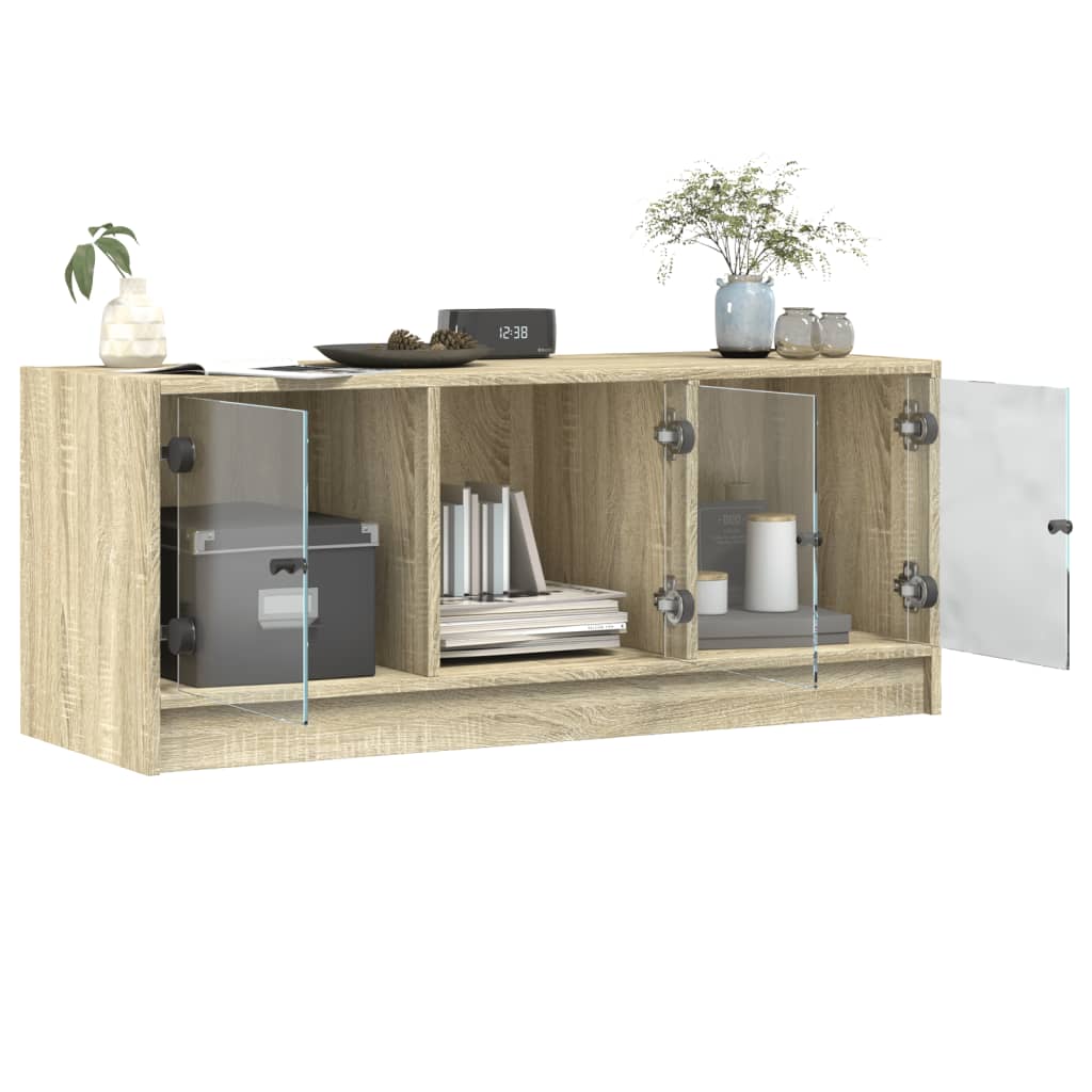 Mobile Porta TV con Ante in Vetro Rovere Sonoma 102x37x42 cm - homemem39