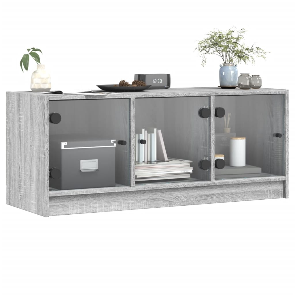 Mobile Porta TV con Ante in Vetro Grigio Sonoma 102x37x42 cm - homemem39