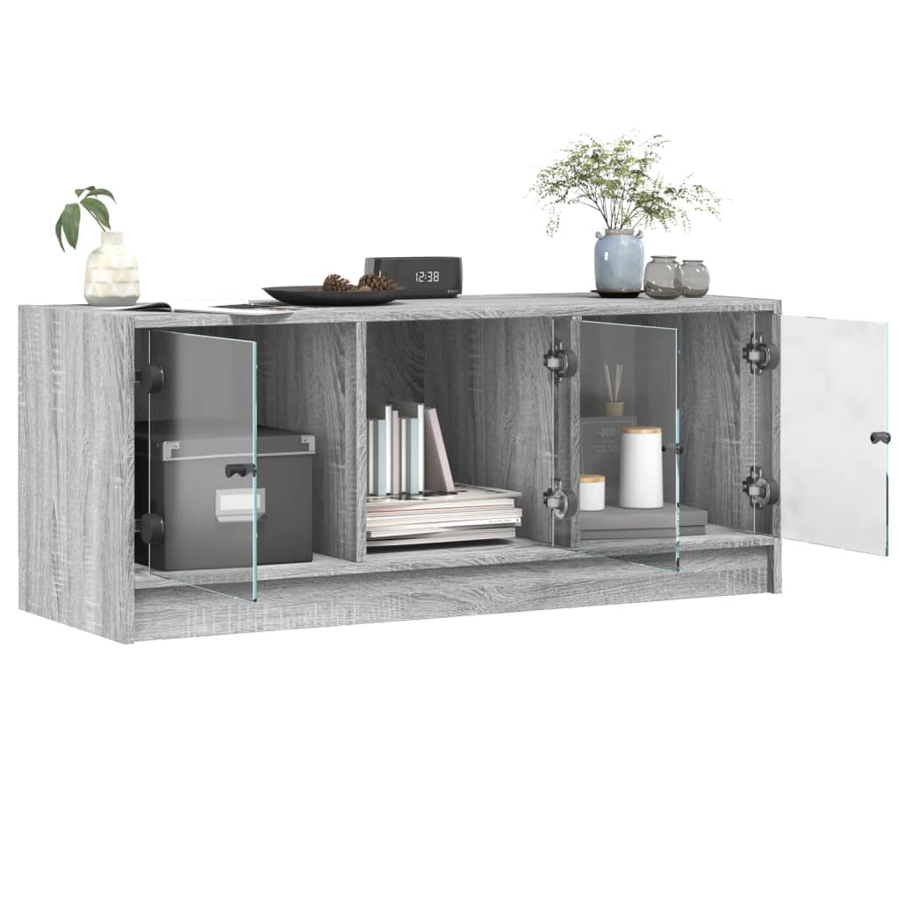 Mobile Porta TV con Ante in Vetro Grigio Sonoma 102x37x42 cm - homemem39