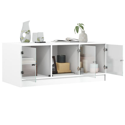 Tavolino da Salotto con Ante in Vetro Bianco 102x50x42 cm - homemem39