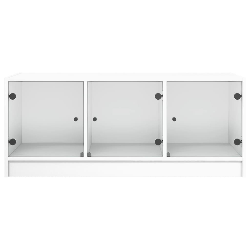 Tavolino da Salotto con Ante in Vetro Bianco 102x50x42 cm - homemem39