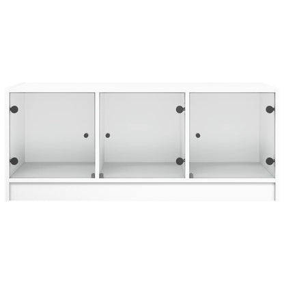 Tavolino da Salotto con Ante in Vetro Bianco 102x50x42 cm - homemem39