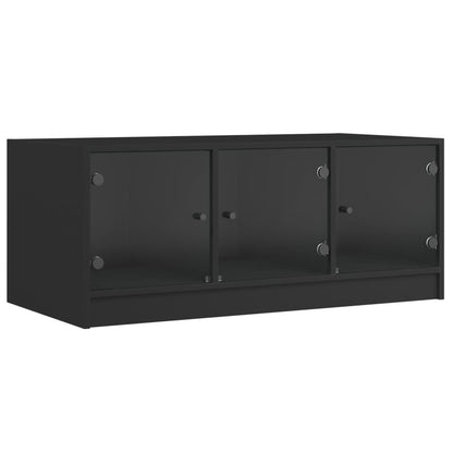 Tavolino da Salotto con Ante in Vetro Nero 102x50x42 cm - homemem39