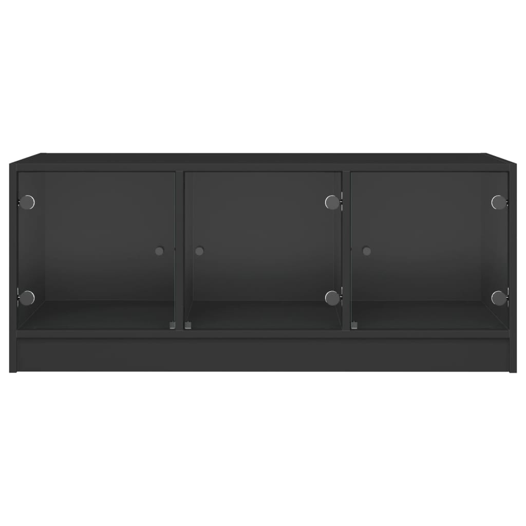 Tavolino da Salotto con Ante in Vetro Nero 102x50x42 cm - homemem39