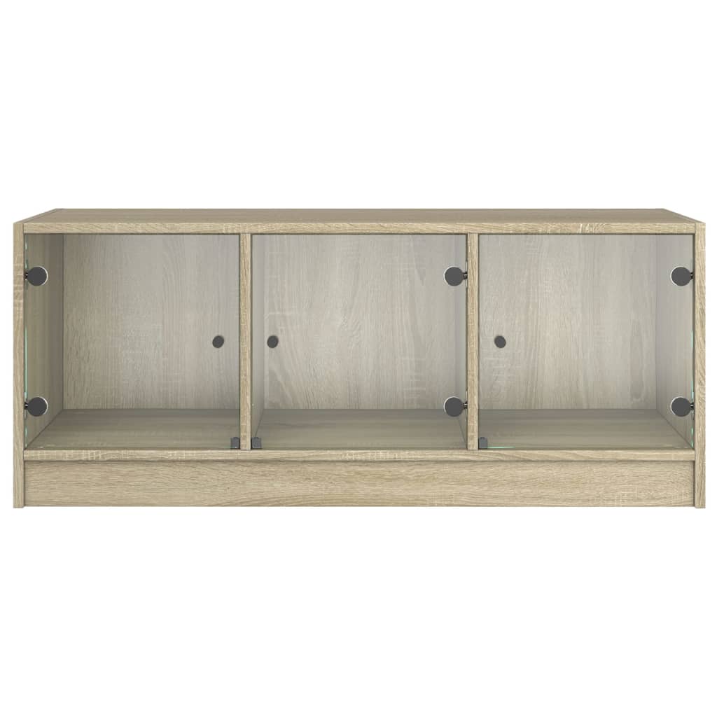 Tavolino da Salotto con Ante in Vetro Rovere Sonoma 102x50x42cm - homemem39