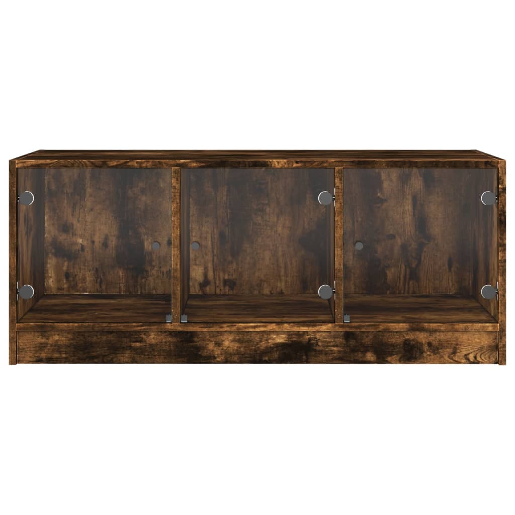 Tavolino da Salotto con Ante in Vetro Rovere Fumo 102x50x42 cm - homemem39
