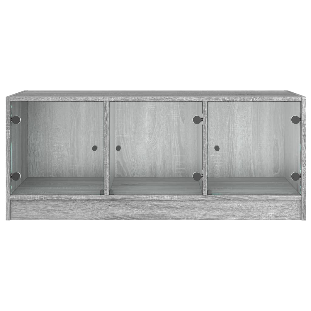 Tavolino da Salotto con Ante in Vetro Grigio Sonoma 102x50x42cm - homemem39