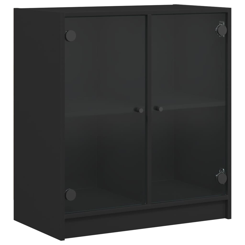 Mobile con Ante in Vetro Nero 68x37x75,5 cm - homemem39