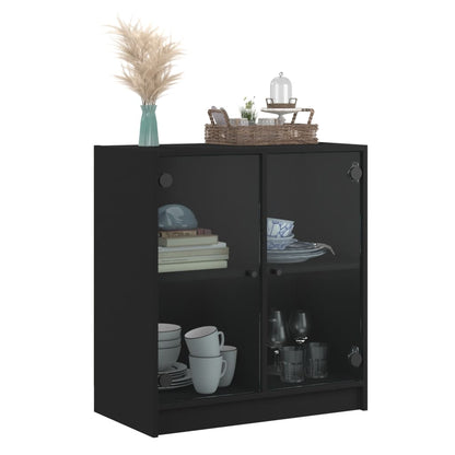 Mobile con Ante in Vetro Nero 68x37x75,5 cm - homemem39