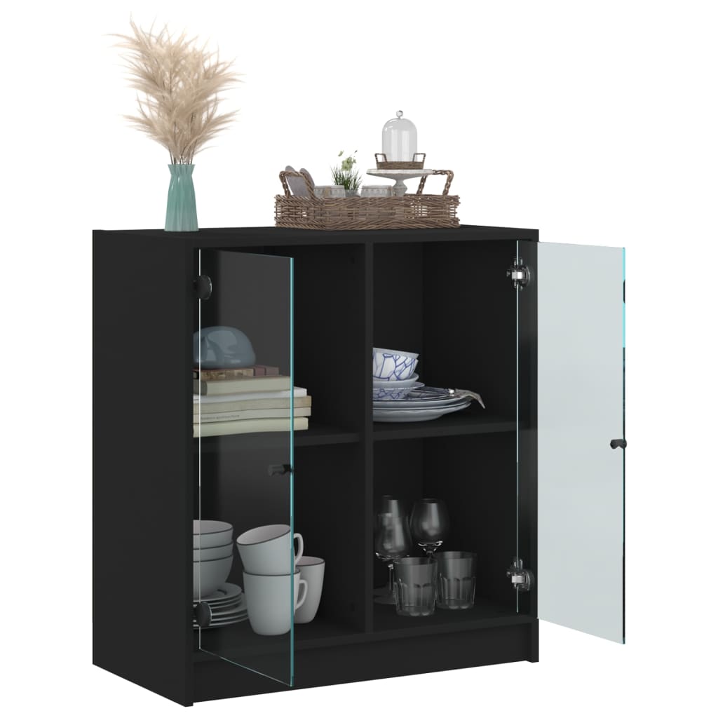 Mobile con Ante in Vetro Nero 68x37x75,5 cm - homemem39