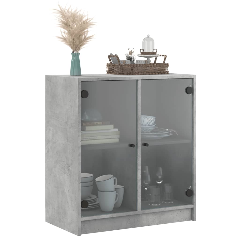 Mobile con Ante in Vetro Grigio Cemento 68x37x75,5 cm - homemem39