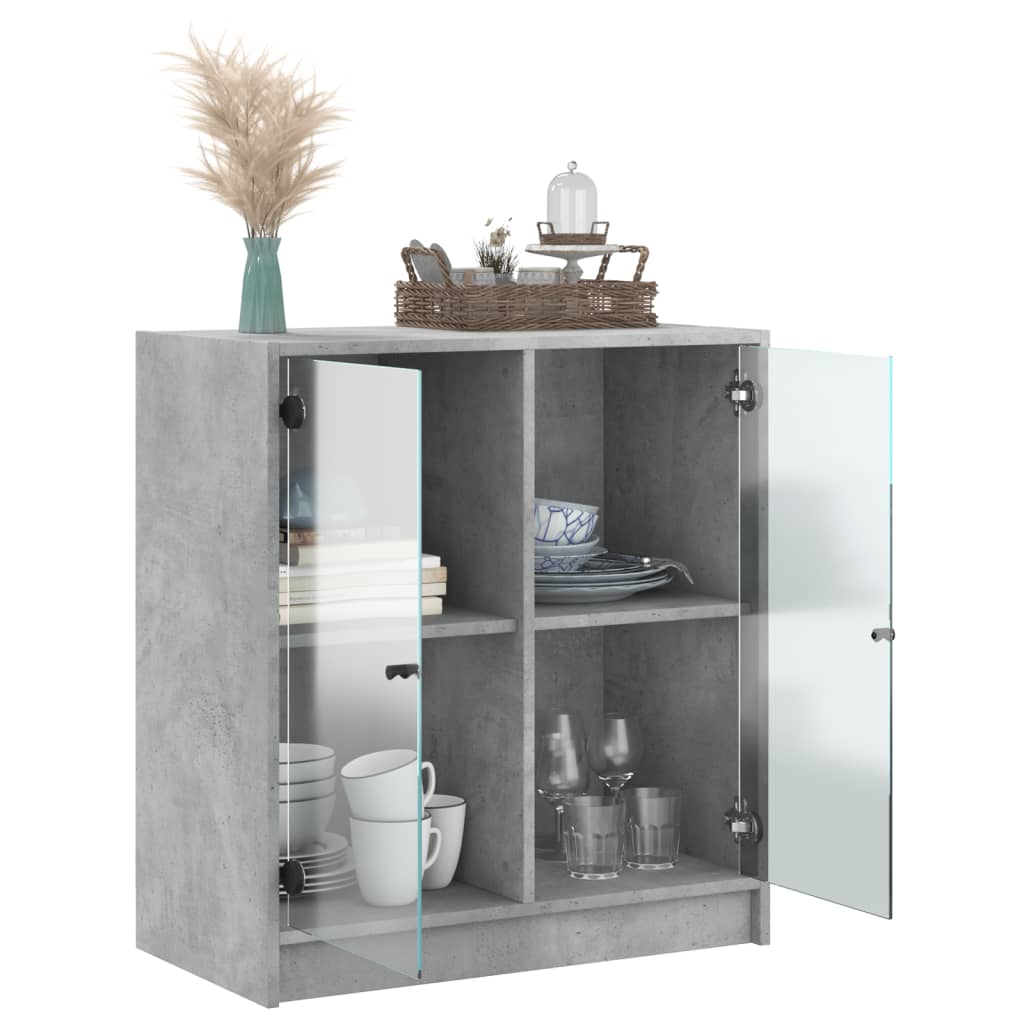 Mobile con Ante in Vetro Grigio Cemento 68x37x75,5 cm - homemem39