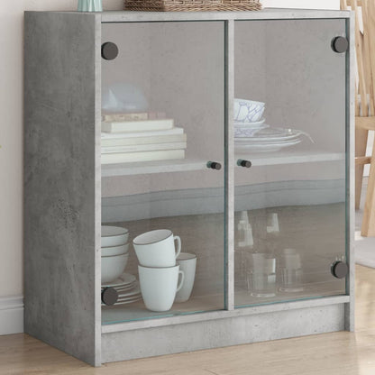 Mobile con Ante in Vetro Grigio Cemento 68x37x75,5 cm - homemem39