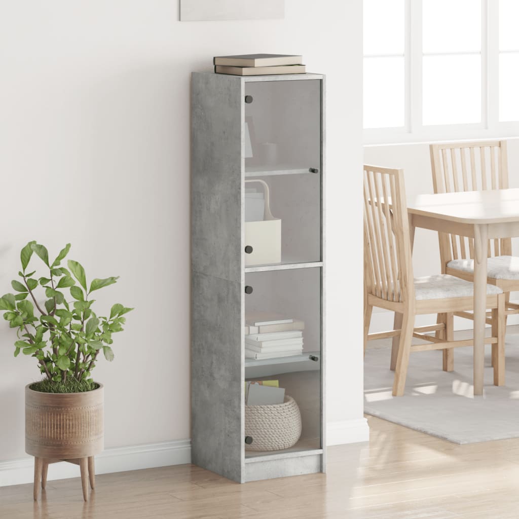 Credenza con Ante in Vetro Grigio Cemento 35x37x142 cm - homemem39