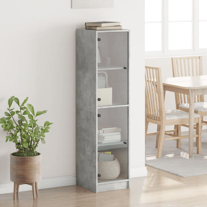 Credenza con Ante in Vetro Grigio Cemento 35x37x142 cm - homemem39