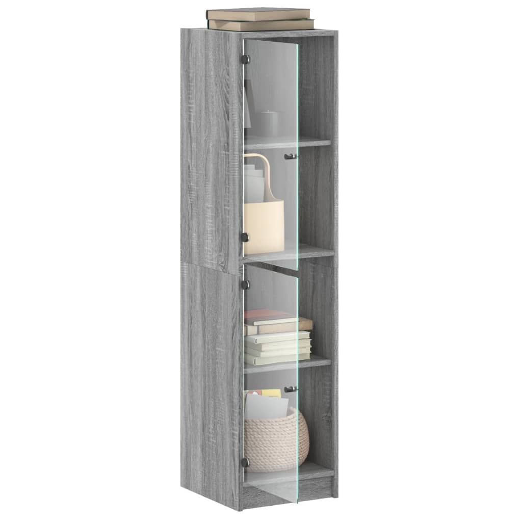 Credenza con Ante in Vetro Grigio Sonoma 35x37x142 cm - homemem39